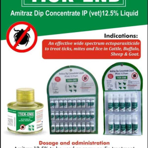 TICK-END Amitraz Dip Concentrate IP For Veterinary, Prescription, 100 ml