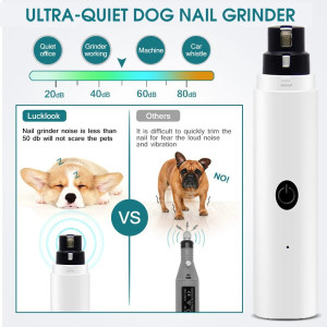 Qpets Electric Dog Nail Trimmer with LED Light, Dog Nail Grinder Rechargable Cat Nail Trimmer, 2 Adjustable Speed Dog Nail Cutter for Dog Cats
