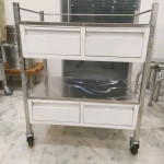 Stainless Steel Four Draw Medicine Trolley, For Hospital & Clinics