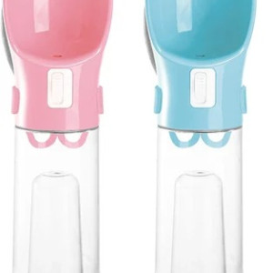 HEMICO Protable Dog Cat Water Bottle for Walking/Hiking/Travel Dog Water Bottle with Food Container