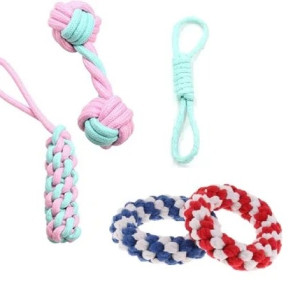 PetGains 4-Piece Indestructible Dog Toy for Puppies and Small Dogs (Pink, Green, Red)