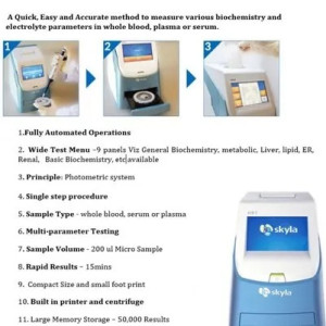 Fully Automatic Skyla HB1 POC Clinical Chemistry Analyzer, For Laboratory Use, Assays: Electrolyte