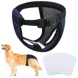 Qpets Pet Use Breathable Reusable Female Dogs Diapers with 3 Absorbption Cotton Pad 16''-21